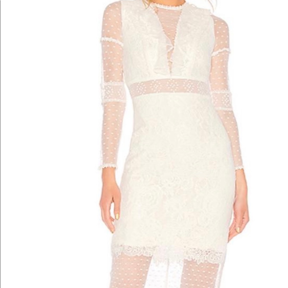 ALEXIS NWT LONG SLEEVE LACE SHEER RUFFLE DRESS! Sold out everywhere! Size XS